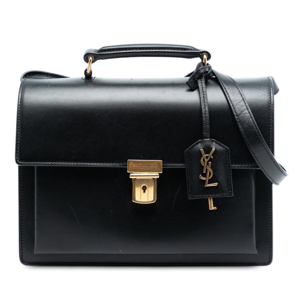 Saint Laurent B Saint Laurent Black Calf Leather Medium High School Satchel Italy
