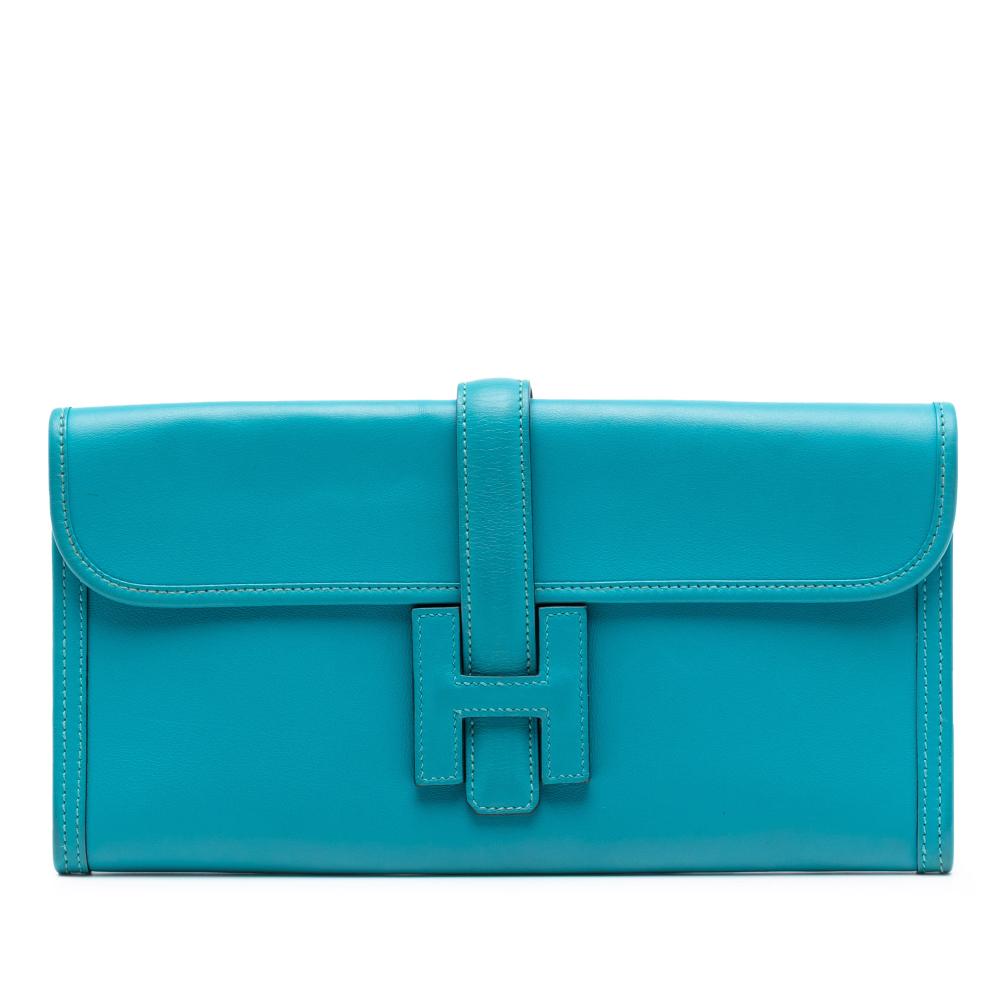Hermès AB Hermès Blue Turquoise Calf Leather Swift Jige Elan 29 France