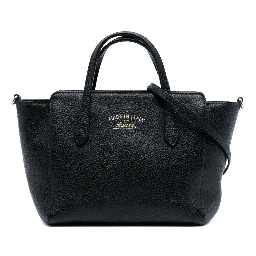 Gucci B Gucci Black Calf Leather Mini Swing Satchel Italy