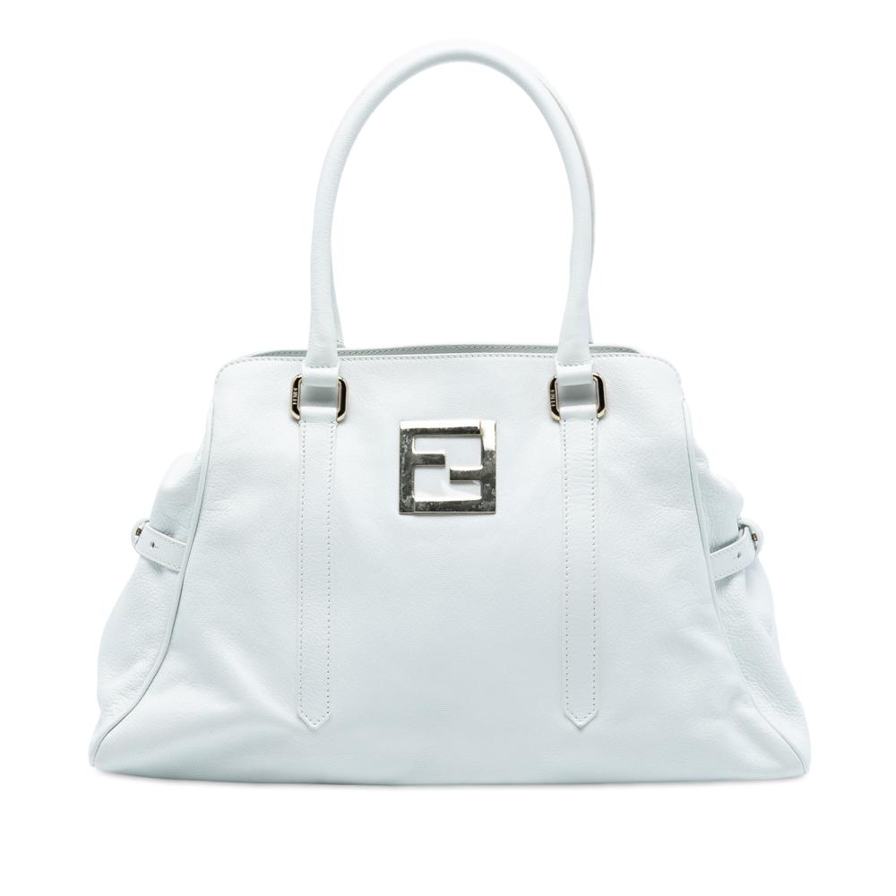 Fendi B Fendi White Calf Leather FF Tote Italy