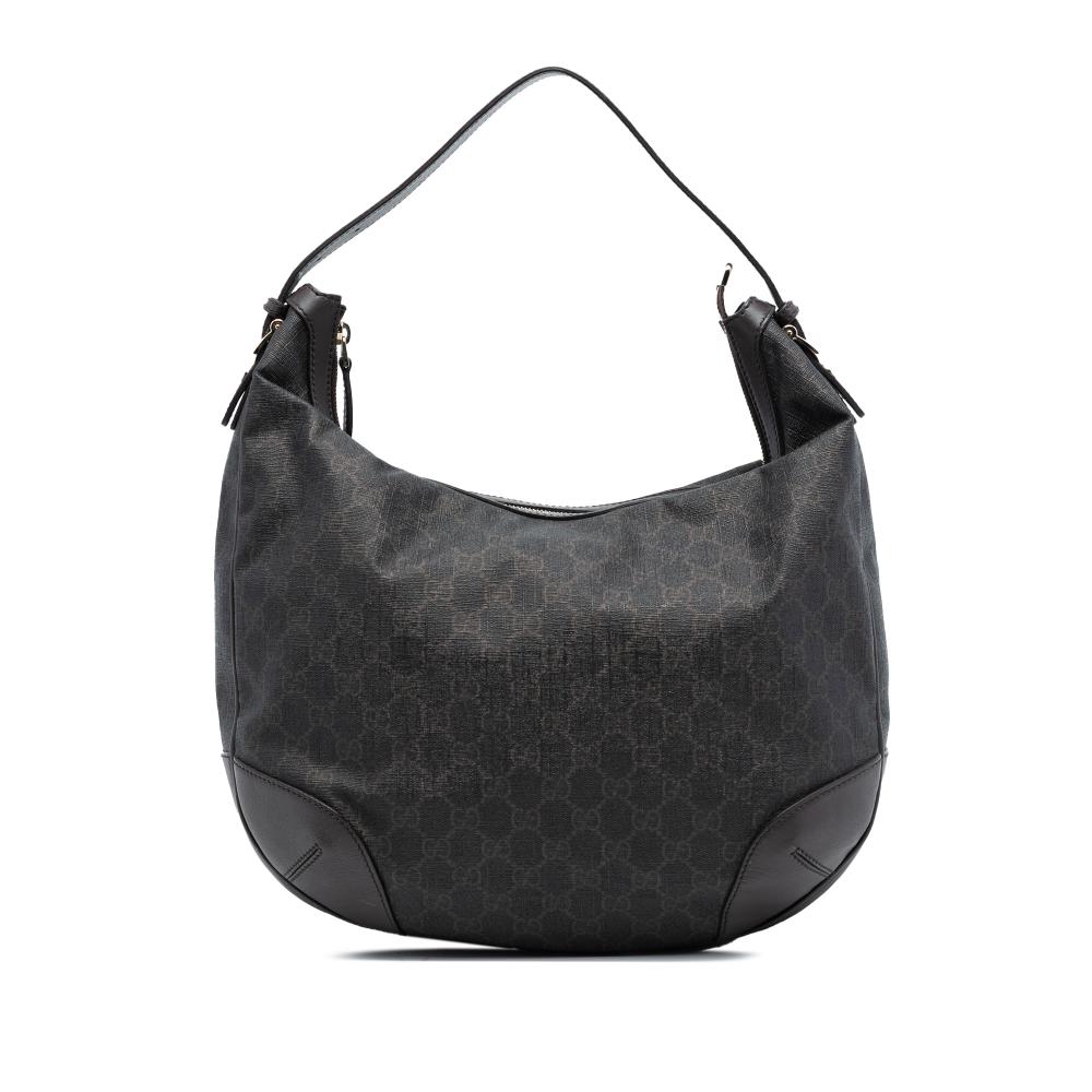 Gucci B Gucci Brown Dark Brown Coated Canvas Fabric GG Supreme Nice Shoulder Bag Italy