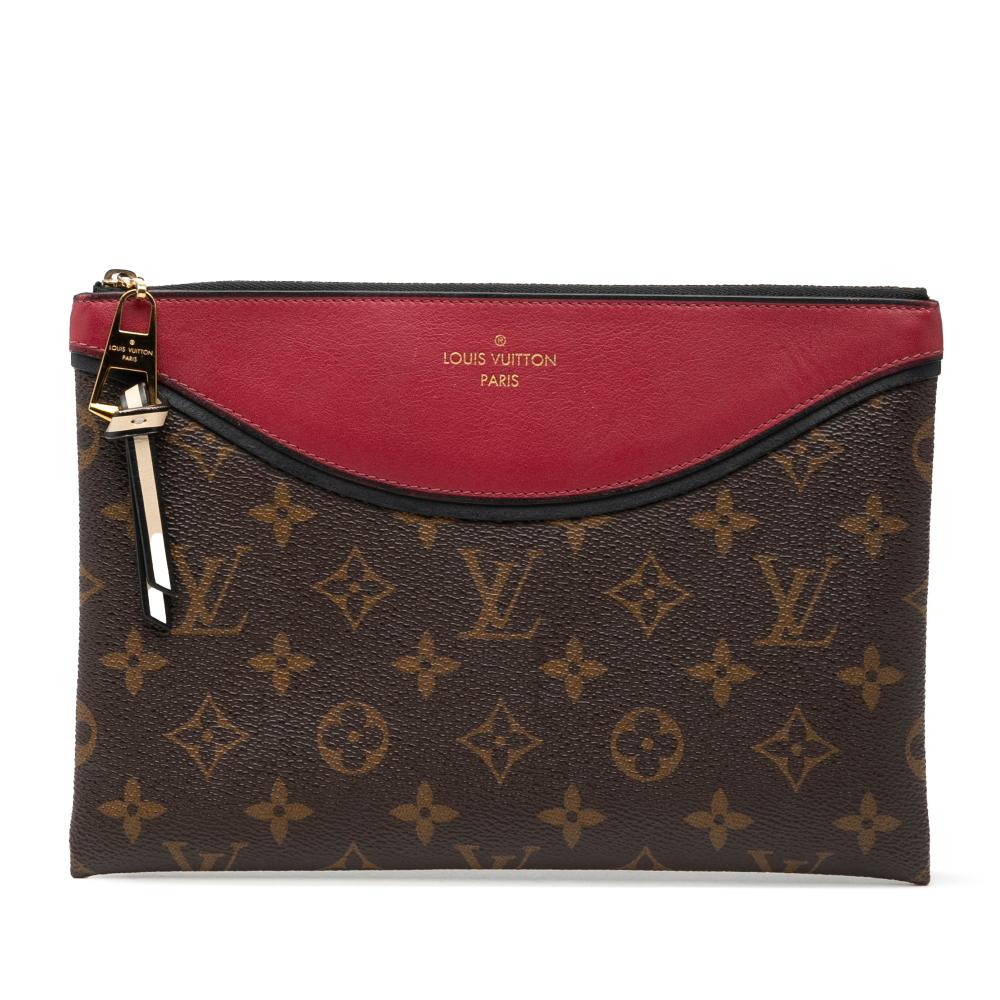 Louis Vuitton AB Louis Vuitton Brown with Red Monogram Canvas Fabric Monogram Pochette Tuileries France