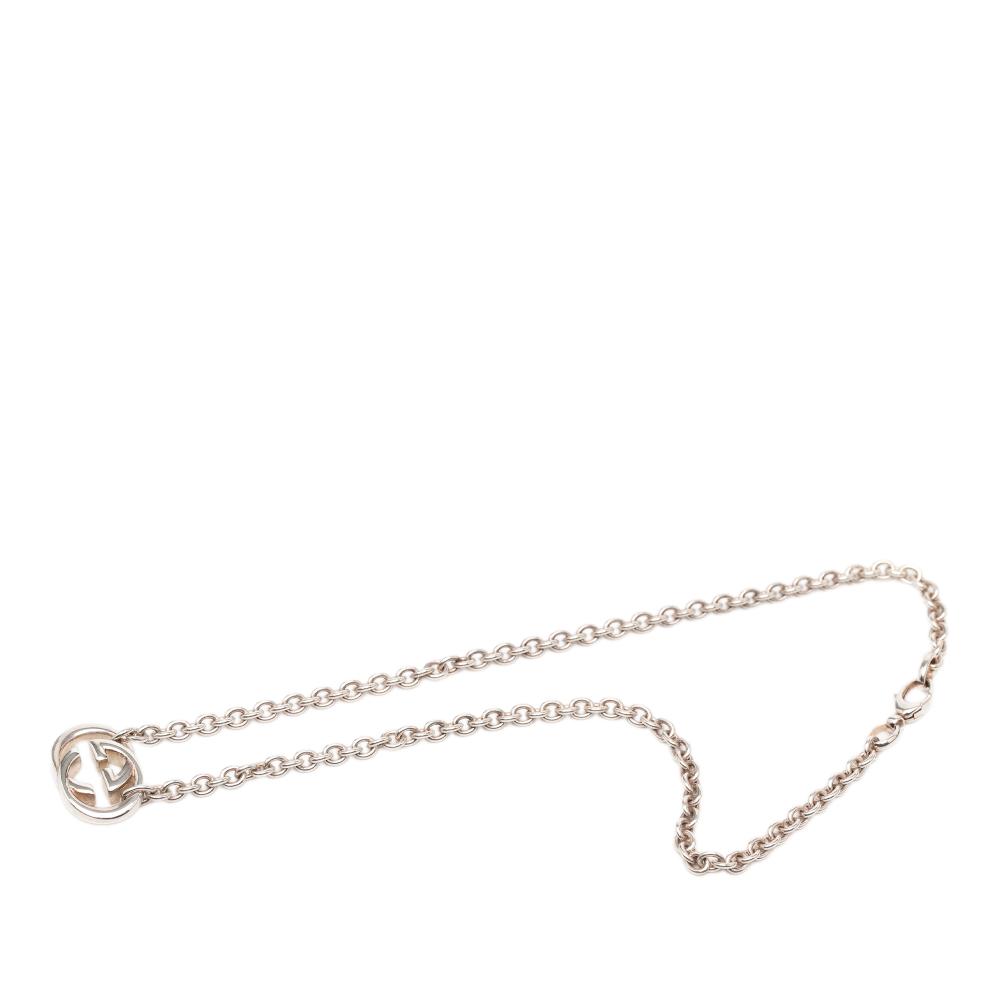 Gucci AB Gucci Silver SV925 / Sterling Silver Metal Sterling Silver Interlocking G Necklace Italy