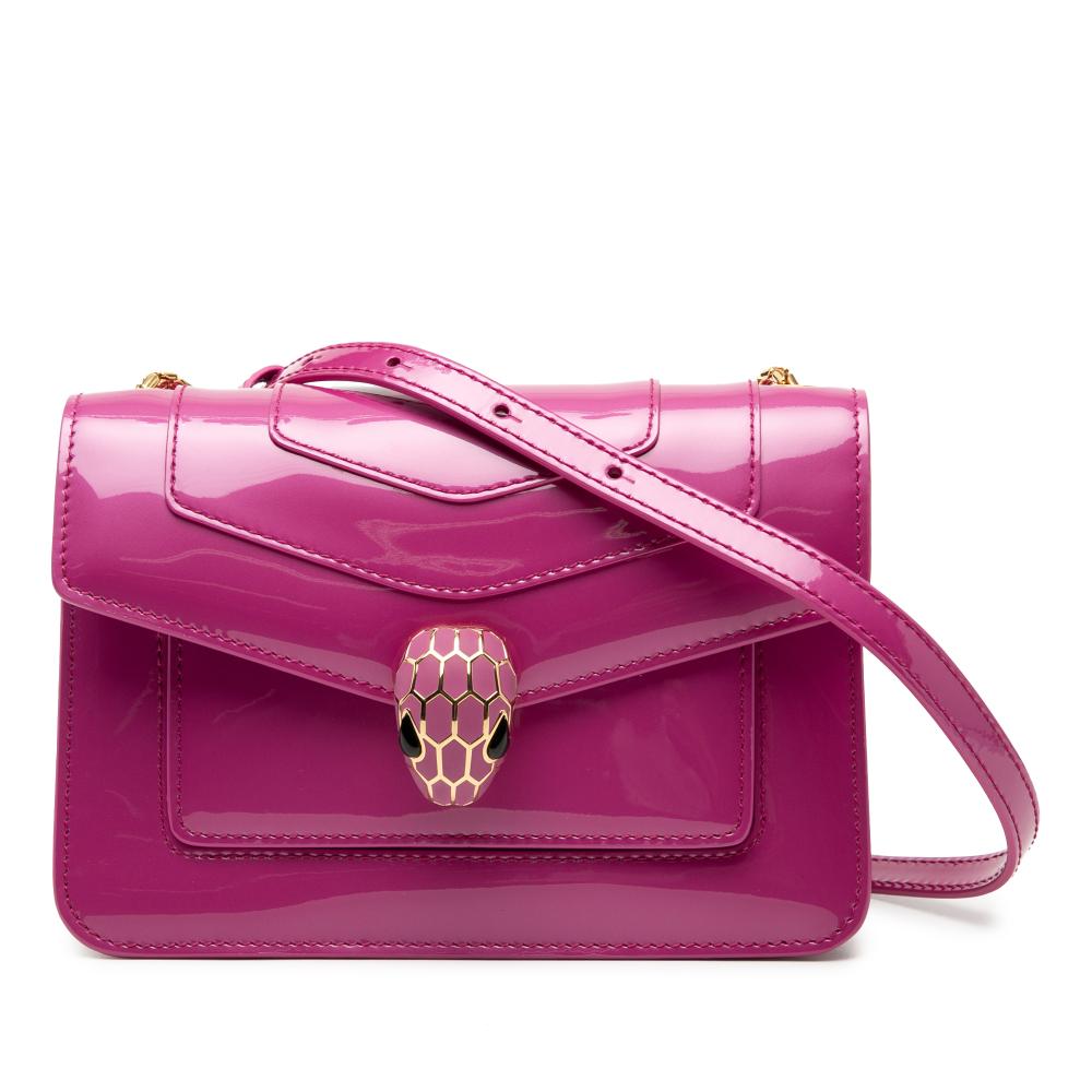 Bvlgari B Bvlgari Pink Hot Pink Patent Leather Leather Patent Serpenti Forever Crossbody Italy