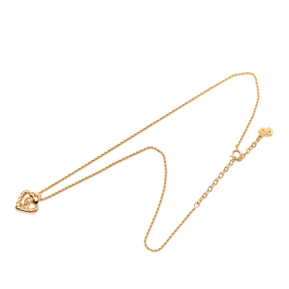 Christian Dior AB Dior Gold Gold Plated Metal CD Logo Heart Necklace Germany