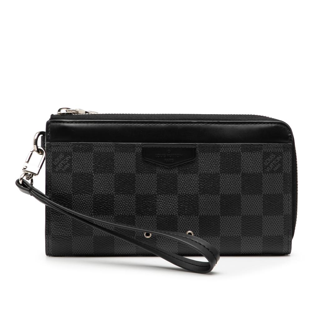 Louis Vuitton B Louis Vuitton Black Damier Canvas Fabric Damier Graphite Dragonne Zippy Long Wallet Spain