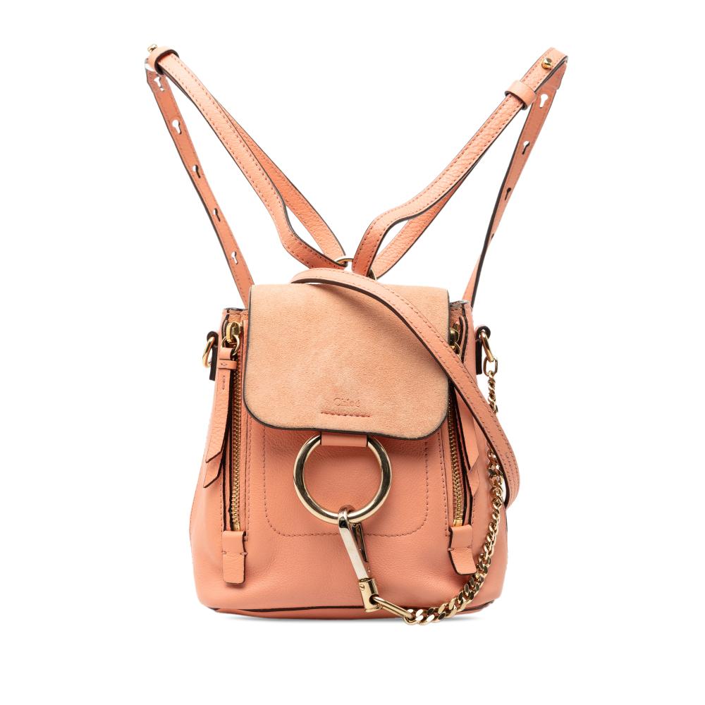 Chloé B Chloé Pink Salmon Calf Leather Mini skin and Suede Faye Backpack Italy