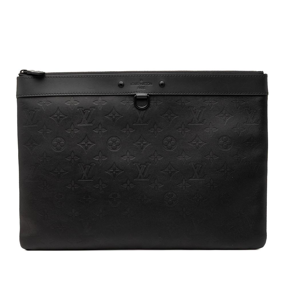 Louis Vuitton AB Louis Vuitton Black Calf Leather Monogram Shadow Discovery Pochette Spain