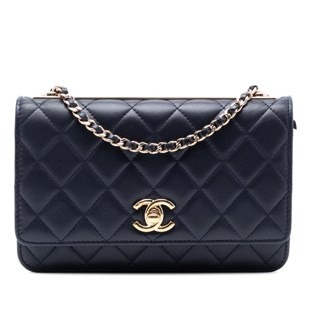 Chanel B Chanel Blue Navy Lambskin Leather Leather Lambskin Trendy CC Wallet On Chain Italy