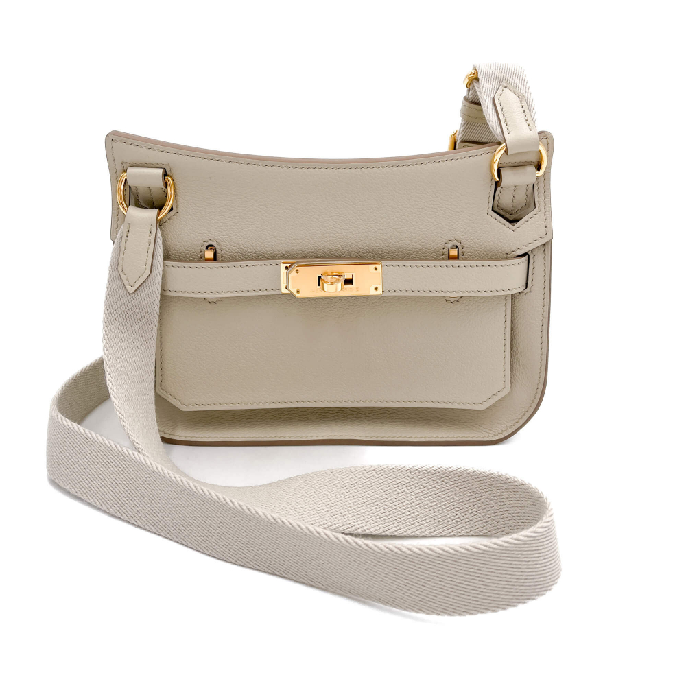 Hermès Jypsiere Mini Clemence Leather Crossbody White
