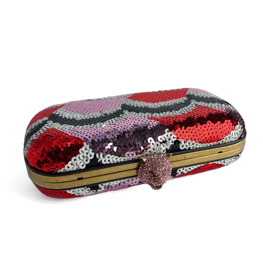 Gucci Brocade Embroidery Metal Clutch Multicolor