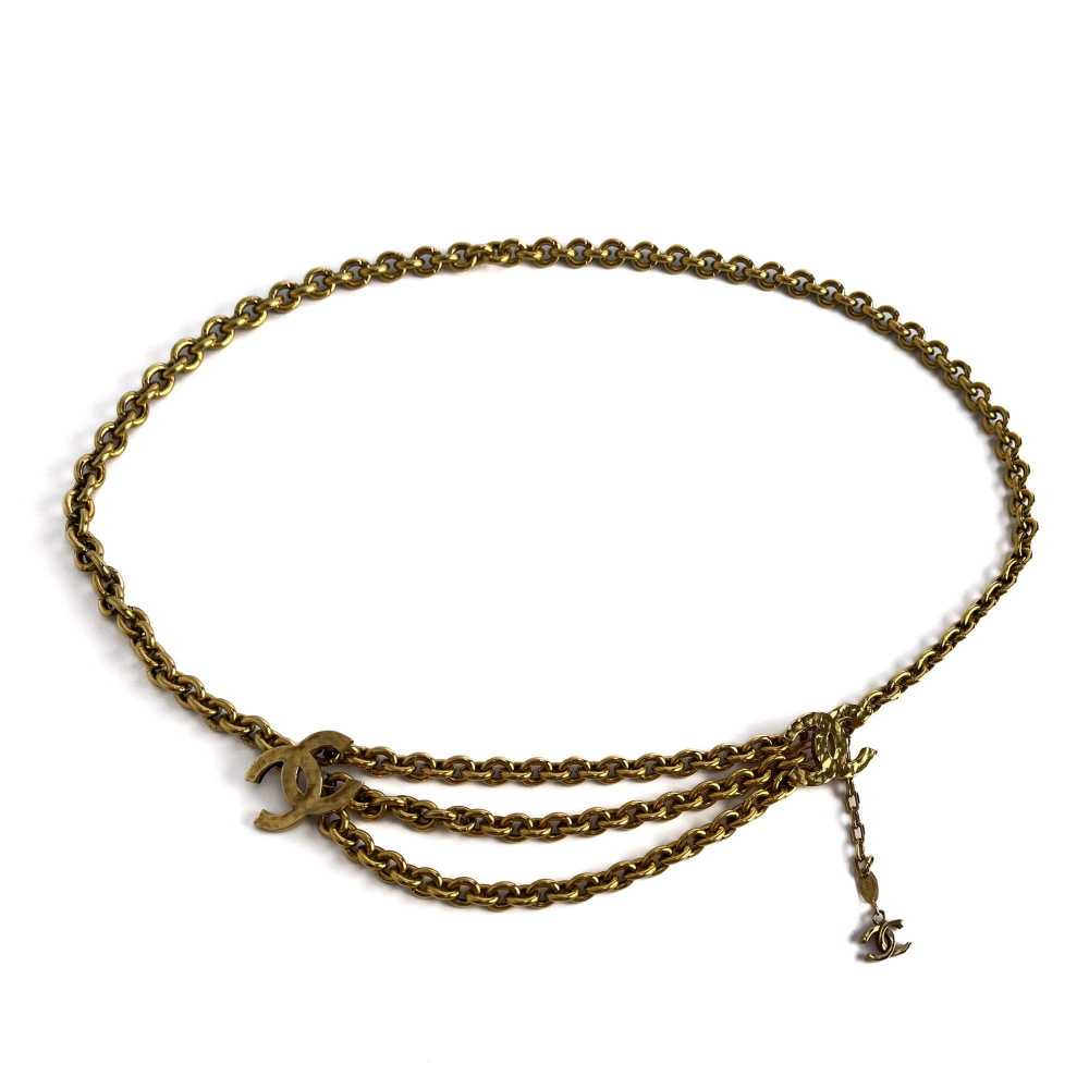 Chanel CC Metal Thin Belt 85 Gold