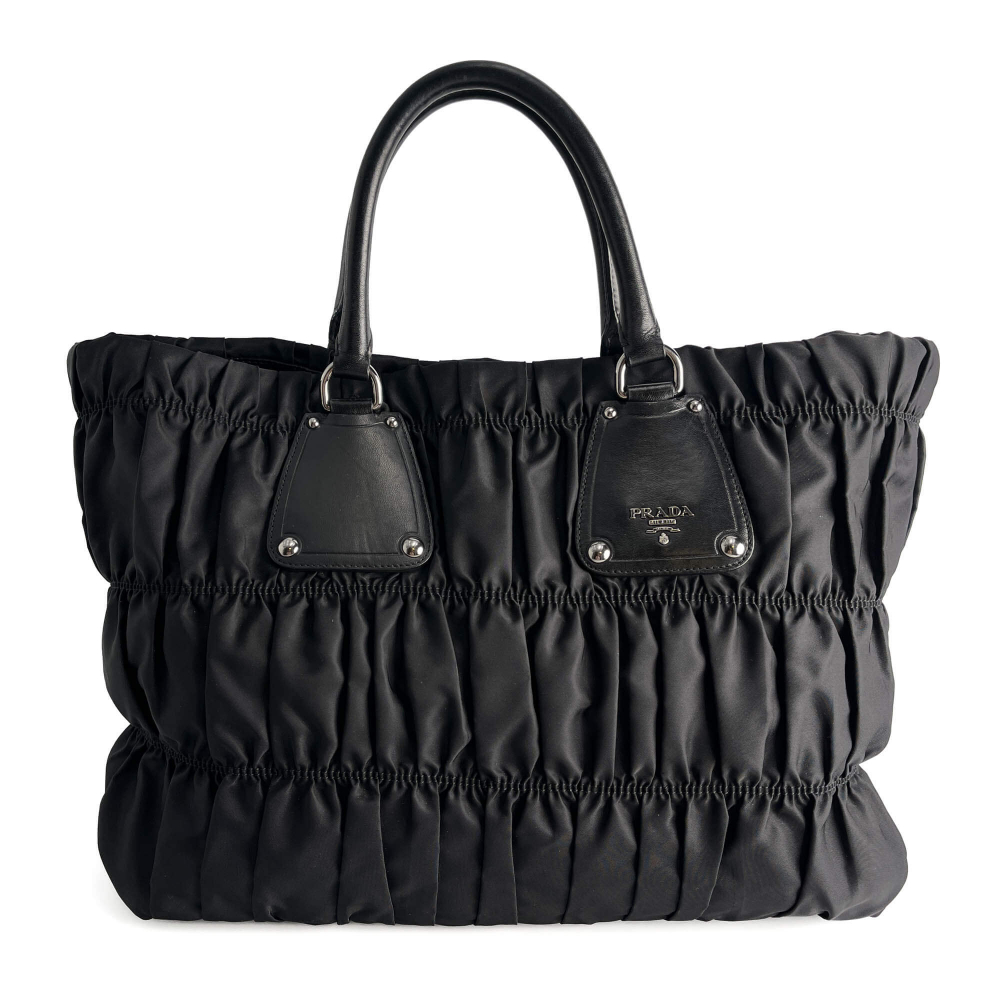 Prada Gaufre Econyl Nylon Tote Handbag Black