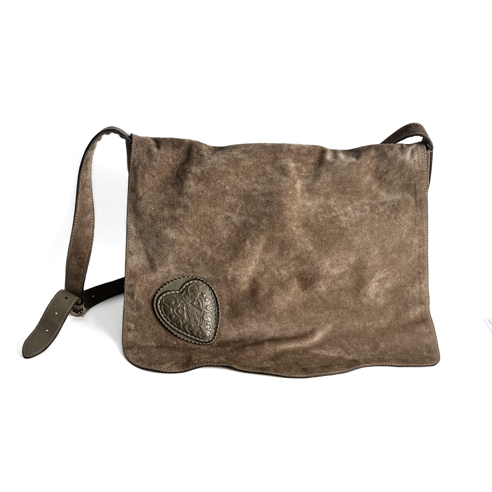 Gucci Tribeca Suede Messenger Shoulder Bag Beige