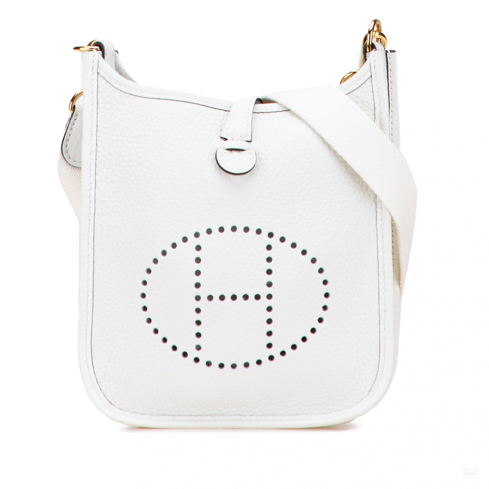Hermès Evelyne 16 TPM Taurillon Clemence Leather Amazone Hobo Crossbody New White