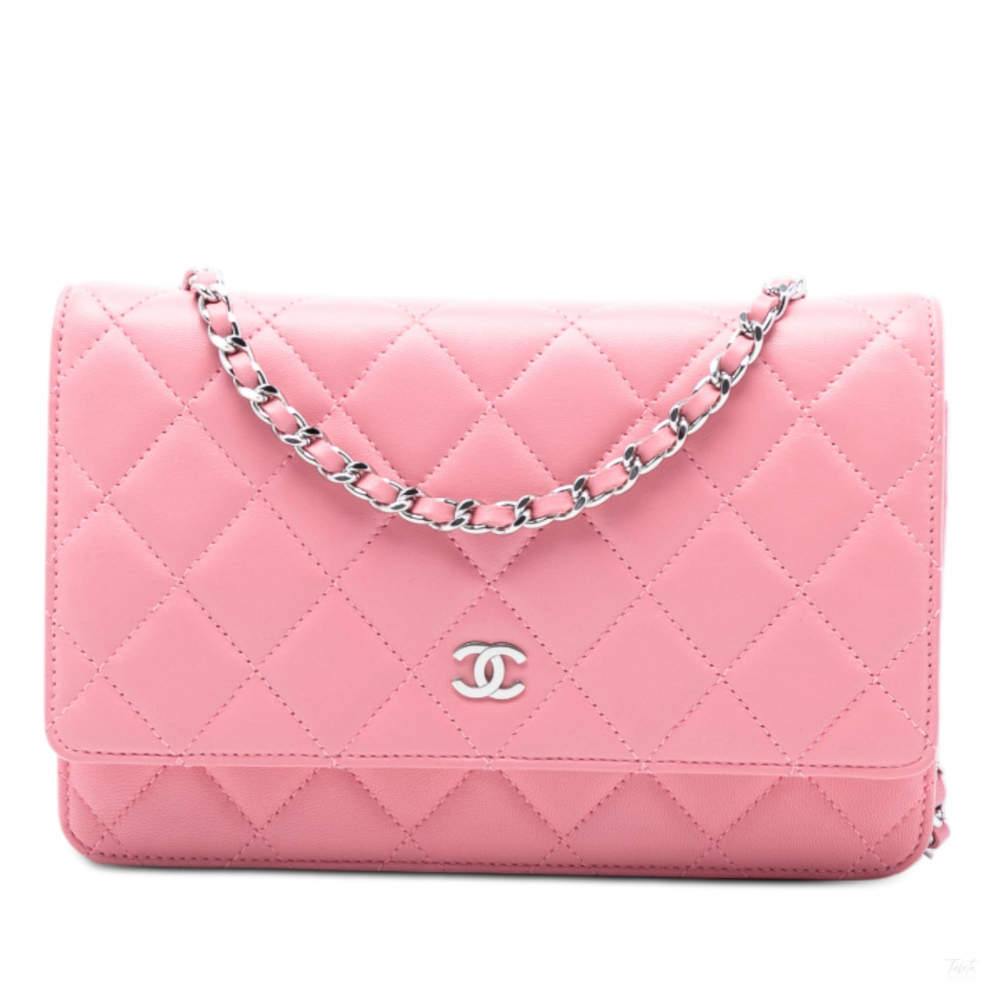 Chanel WOC Lambskin Leather Quilted Flap Crossbody Pink