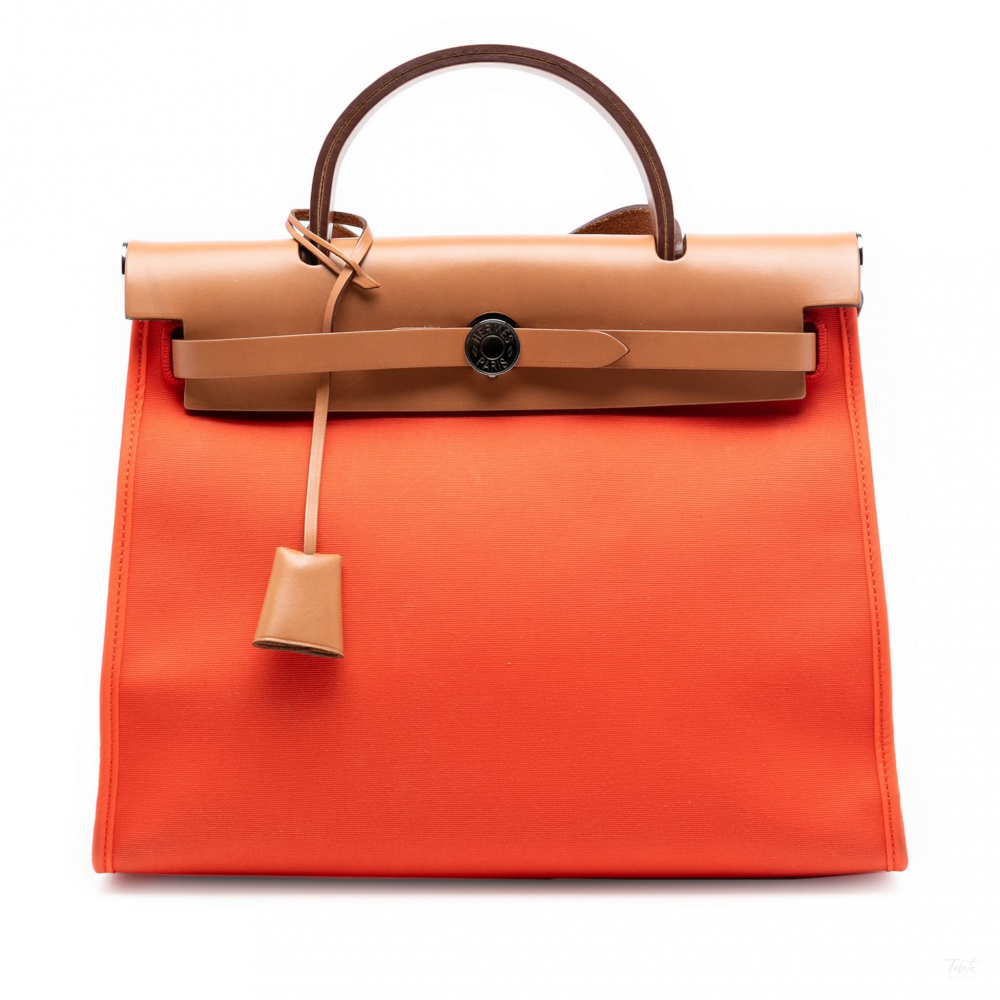 Hermès Herbag PM Canvas 1 pouch Top-Handle Handbag Orange