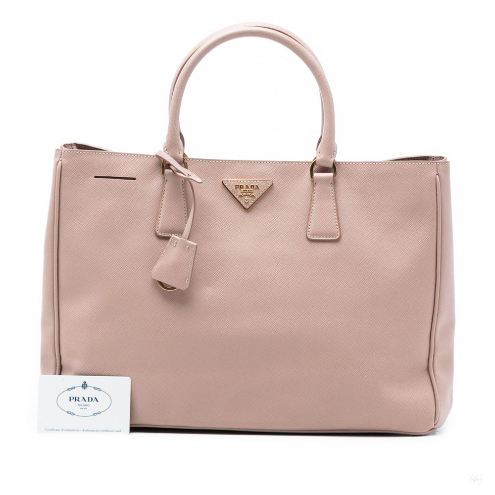 Prada Galleria Large Saffiano Lux Leather Tote Handbag Brown