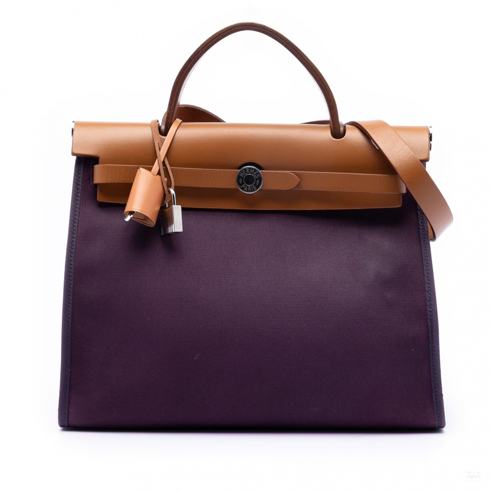 Hermès Herbag PM Canvas 1 Pouch Top-Handle Handbag Purple