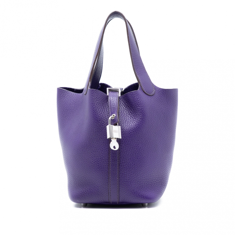 Hermès Picotin 18 Taurillon Clemence Leather Lock Bucket Handbag Ultraviolet