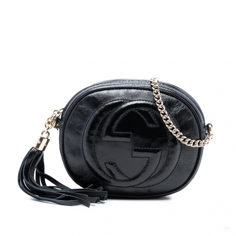Gucci Disco Soho Patent Leather Camera Crossbody Black