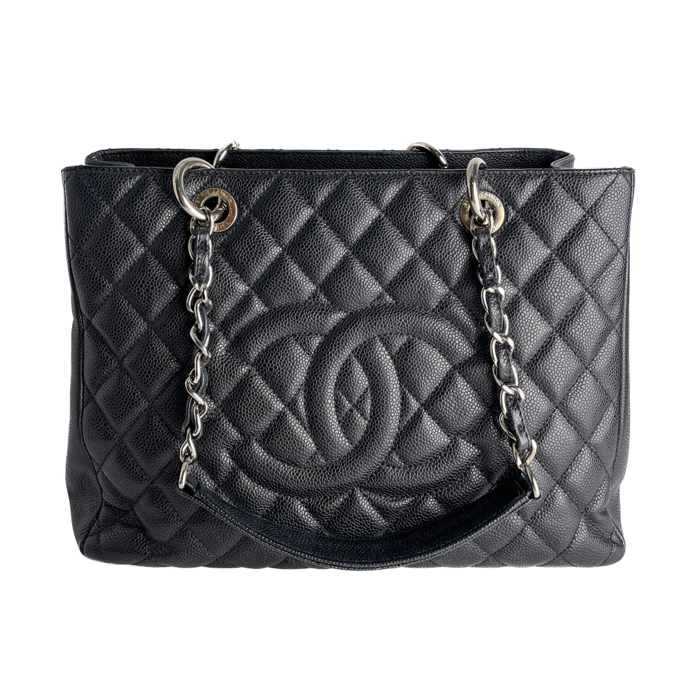 Chanel GST Quilted Caviar Leather Shopper Bag Black