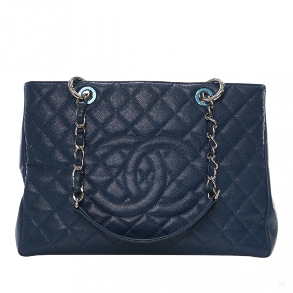 Chanel GST Quilted Caviar Leather Shopper Bag Blue