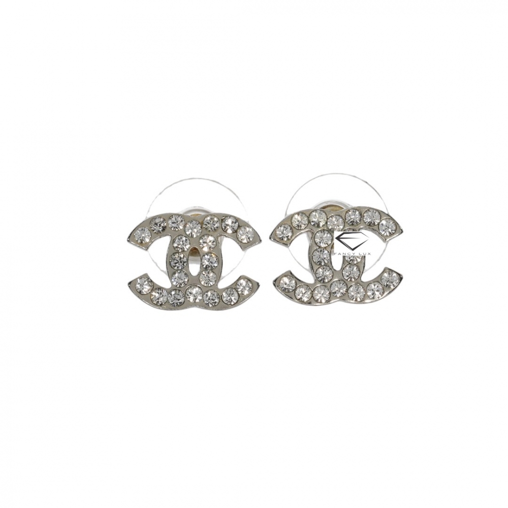CC Logo Earrings with Crystals - Chanel
