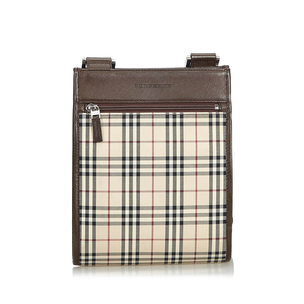 Burberry Plaid Coated Canvas Crossbody Bag