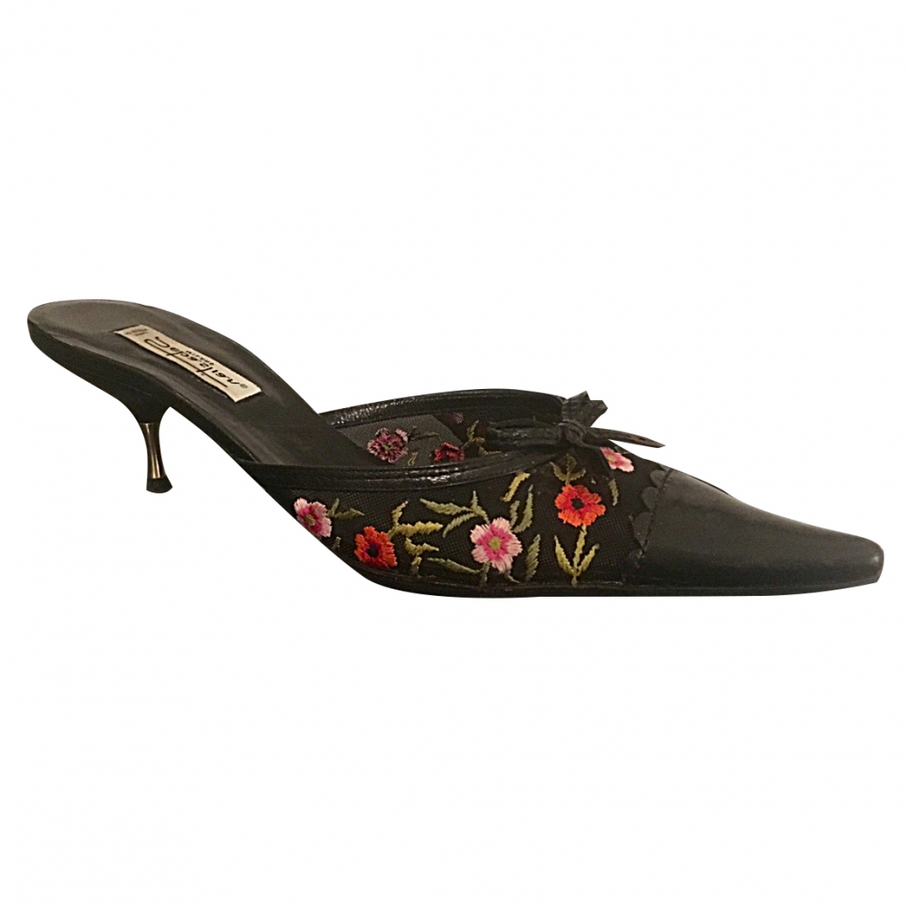 Sebastian Flower Embroidered Pointy Heel Mules