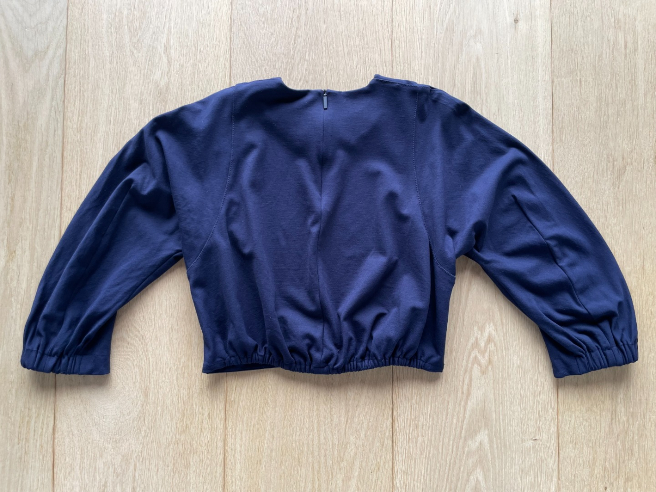 Tibi Modern silhouette:  Tibi's gathered-sleeve relaxed navy top, in a soft viscose blend.