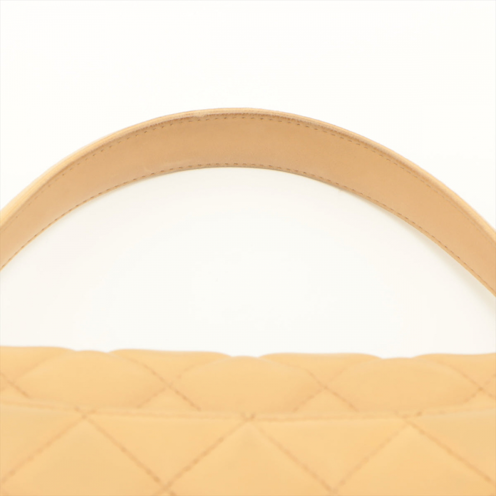 Chanel Kelly Top Handle Flap Matelasse Lambskin Beige Silver