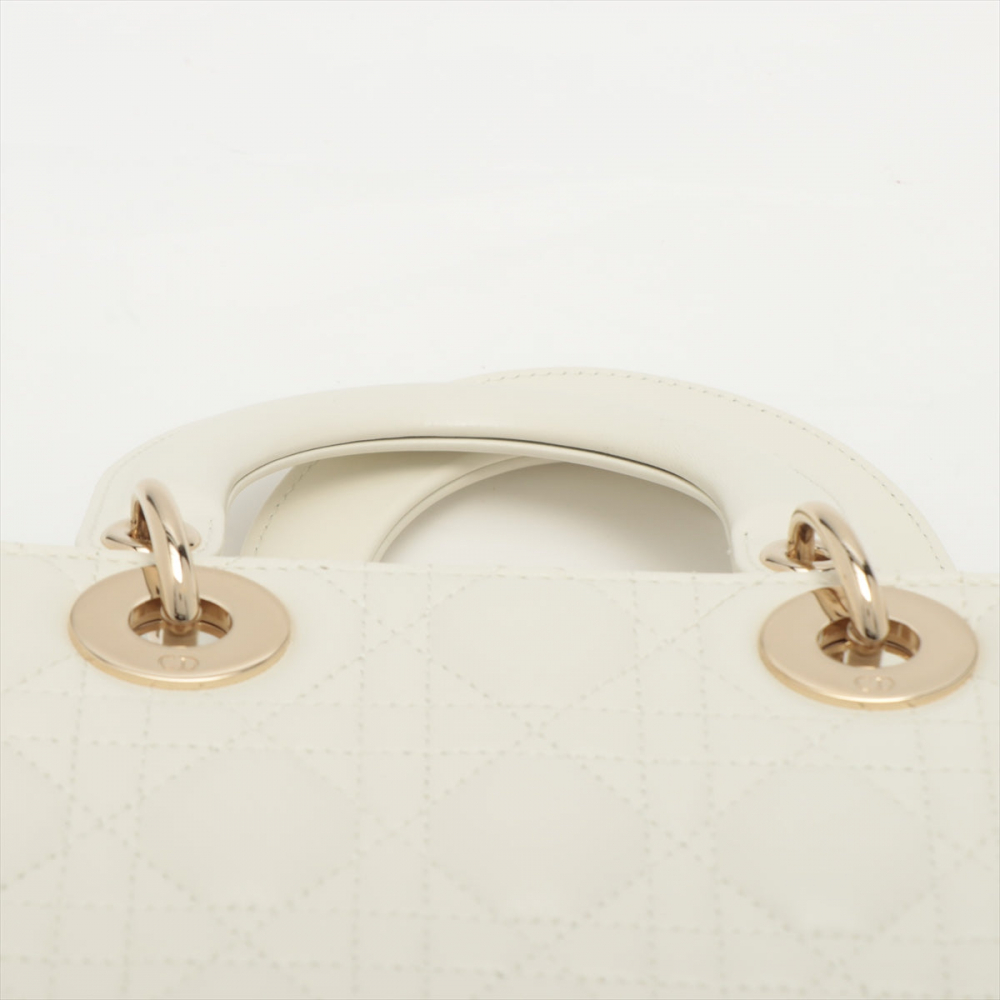Christian Dior Small Lady Dior My ABCDior Bag Leather 2-way Off White