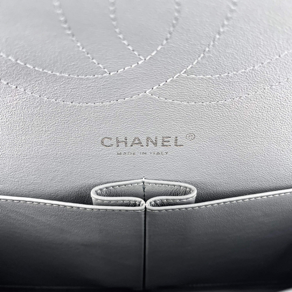 Chanel Jumbo Classic Double Flap Grey Caviar Leather Silver