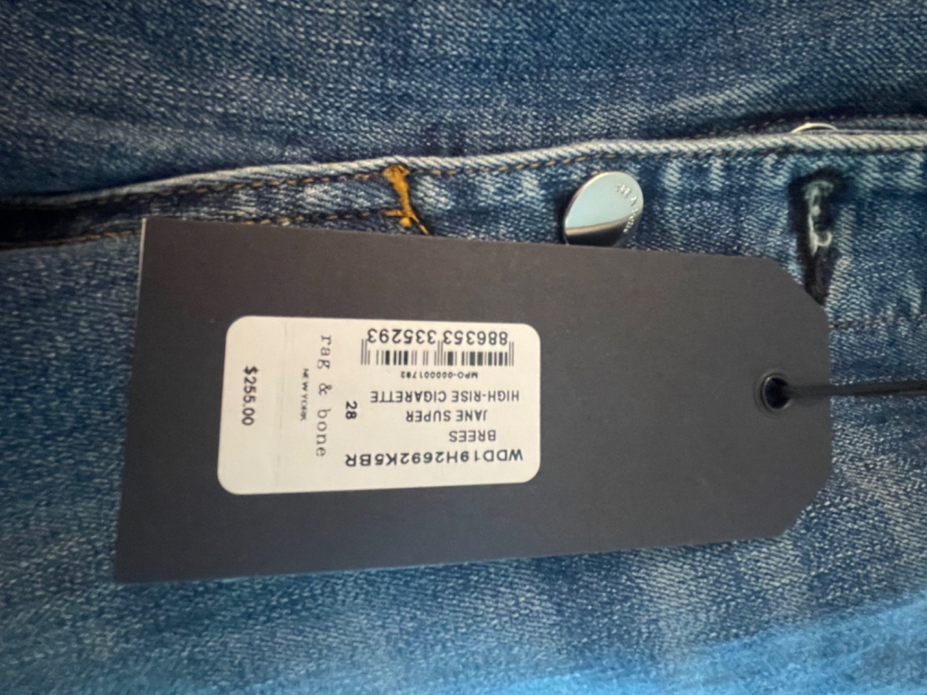 Rag & Bone R&B Black Collection Jane Super-High-Rise-Zigarettenjeans