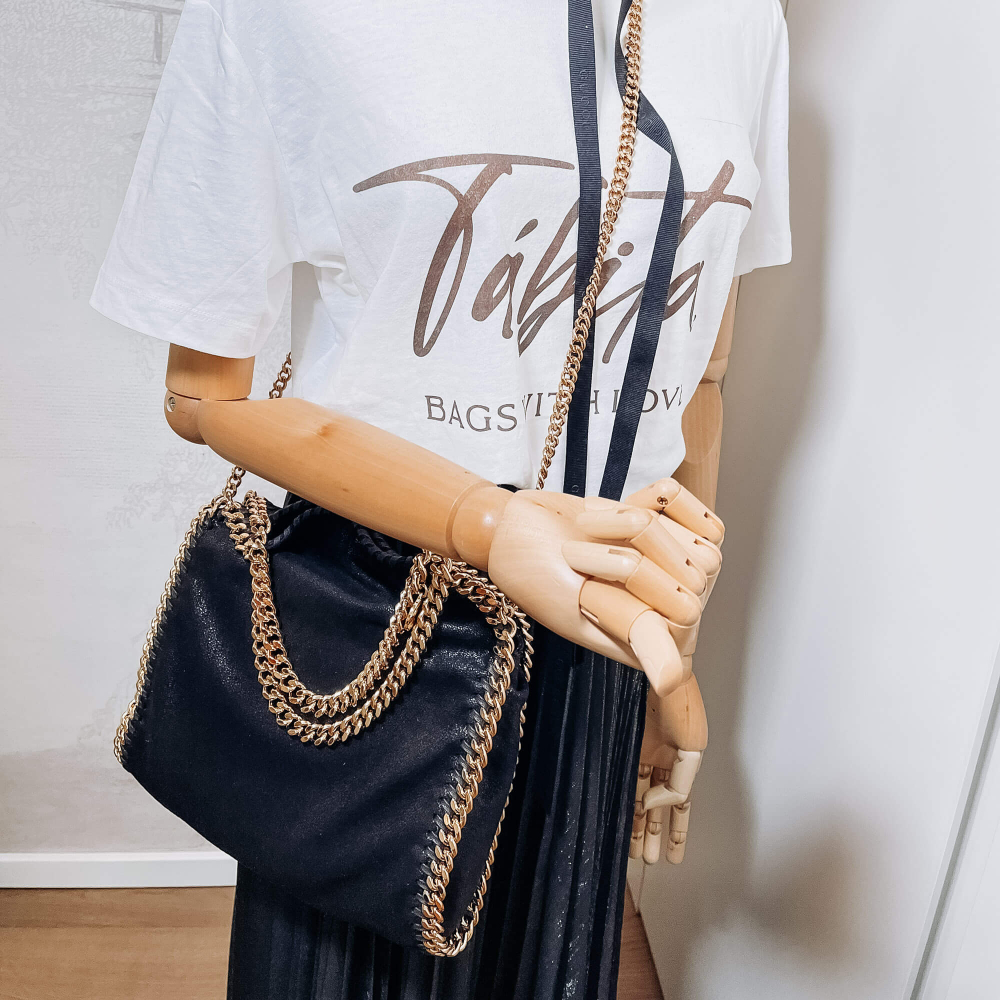 Stella McCartney Falabella Mini Vegan Fabric Black Bag