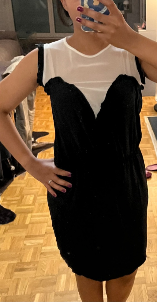 Bel Air Black and white silk dress, Barrie model