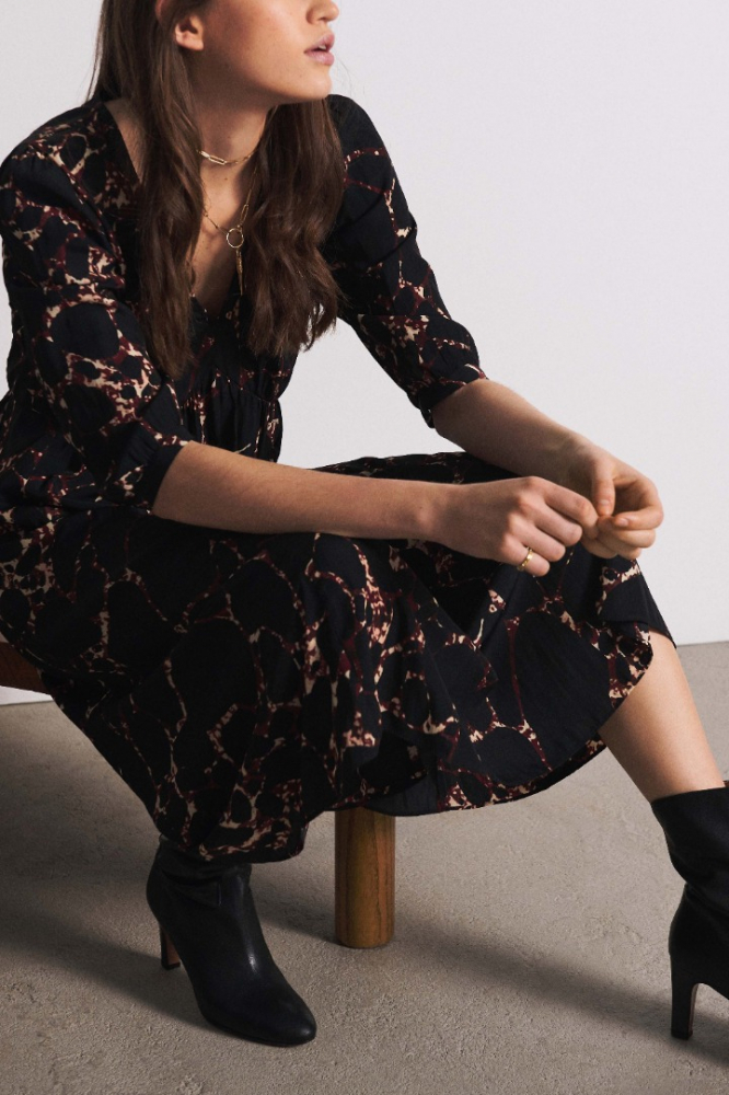 ba&sh Robe midi à motif abstrait Mosiris