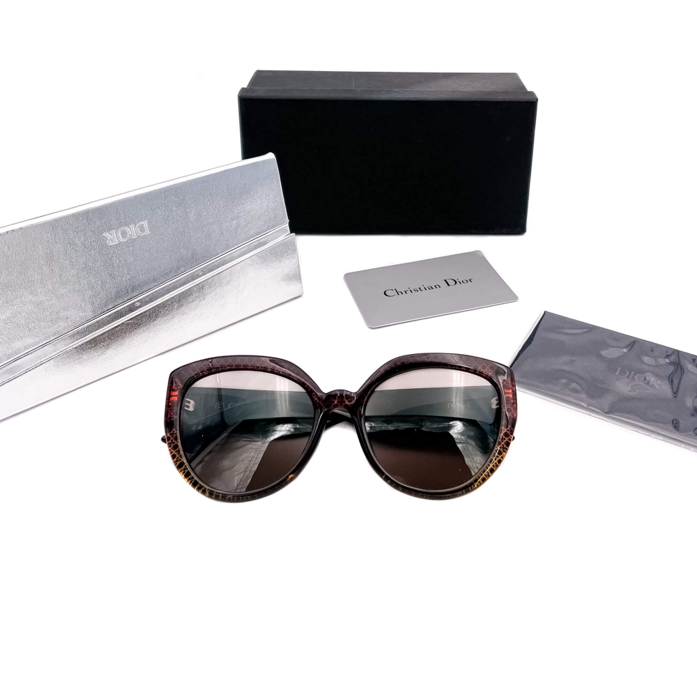 Christian Dior DDiorF Cat Eye Sunglasses Brown Acetate