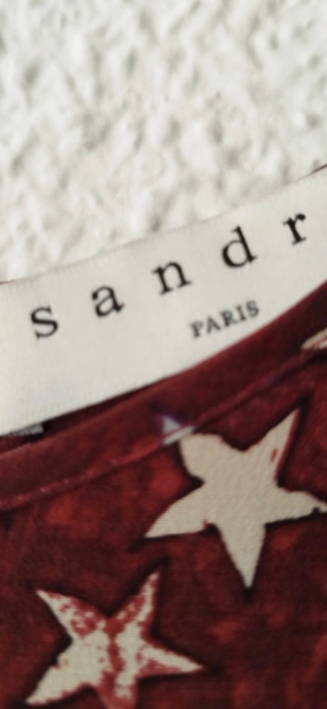 Sandro Silk stars mini dress burgundy 3/4 sleeve