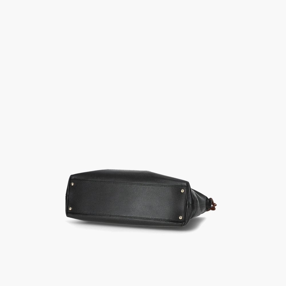 Chanel Caviar Cc Wood Chain Shoulder Bag