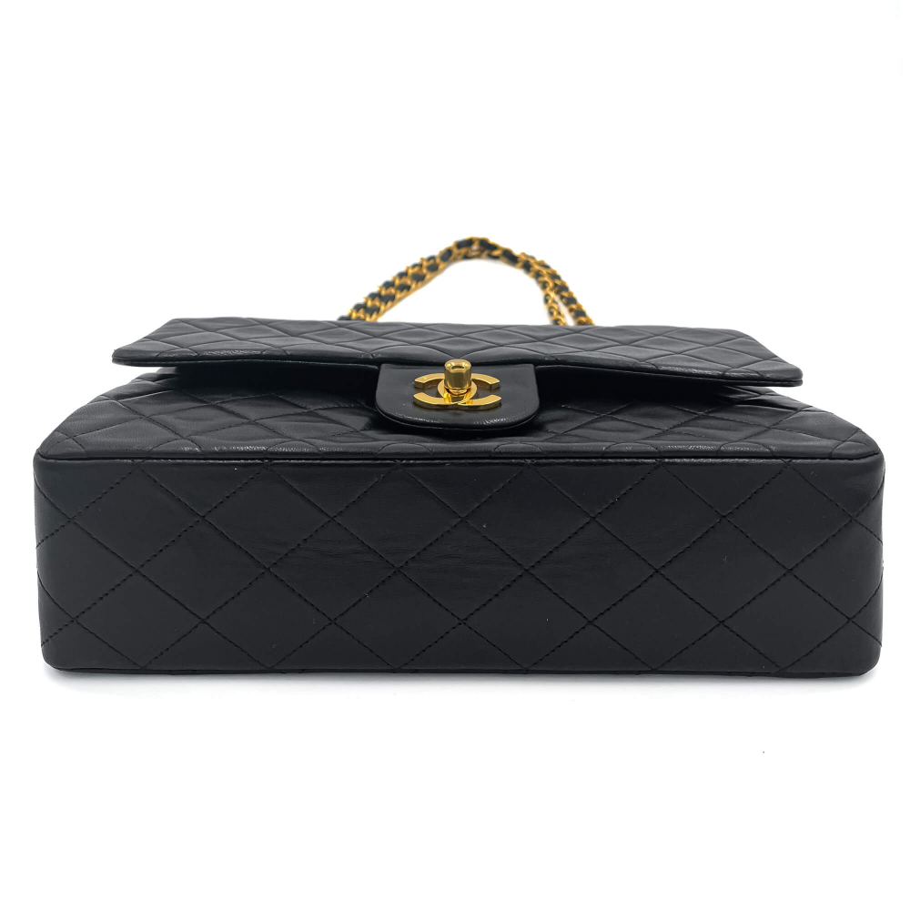 Chanel Classic Double Flap Chain Bag Black Leather Medium