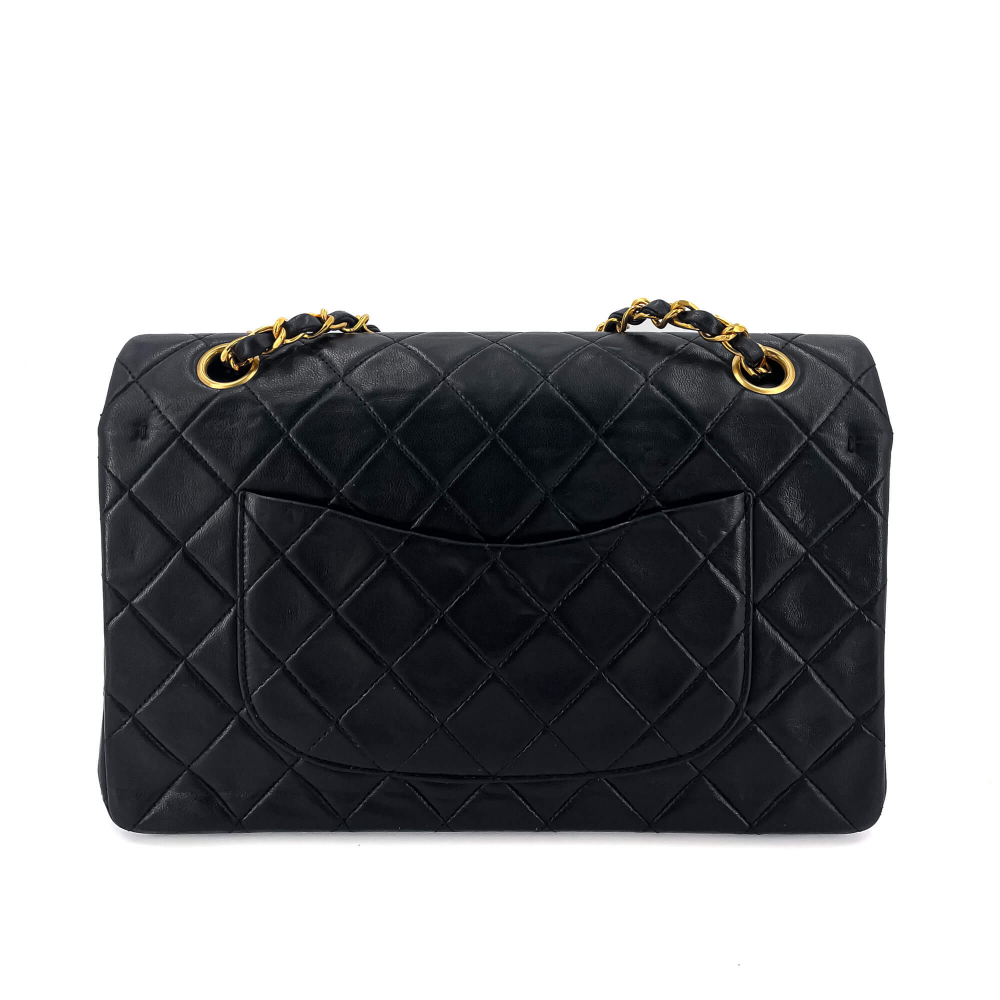 Chanel Classic Double Flap Chain Bag Black Leather Medium