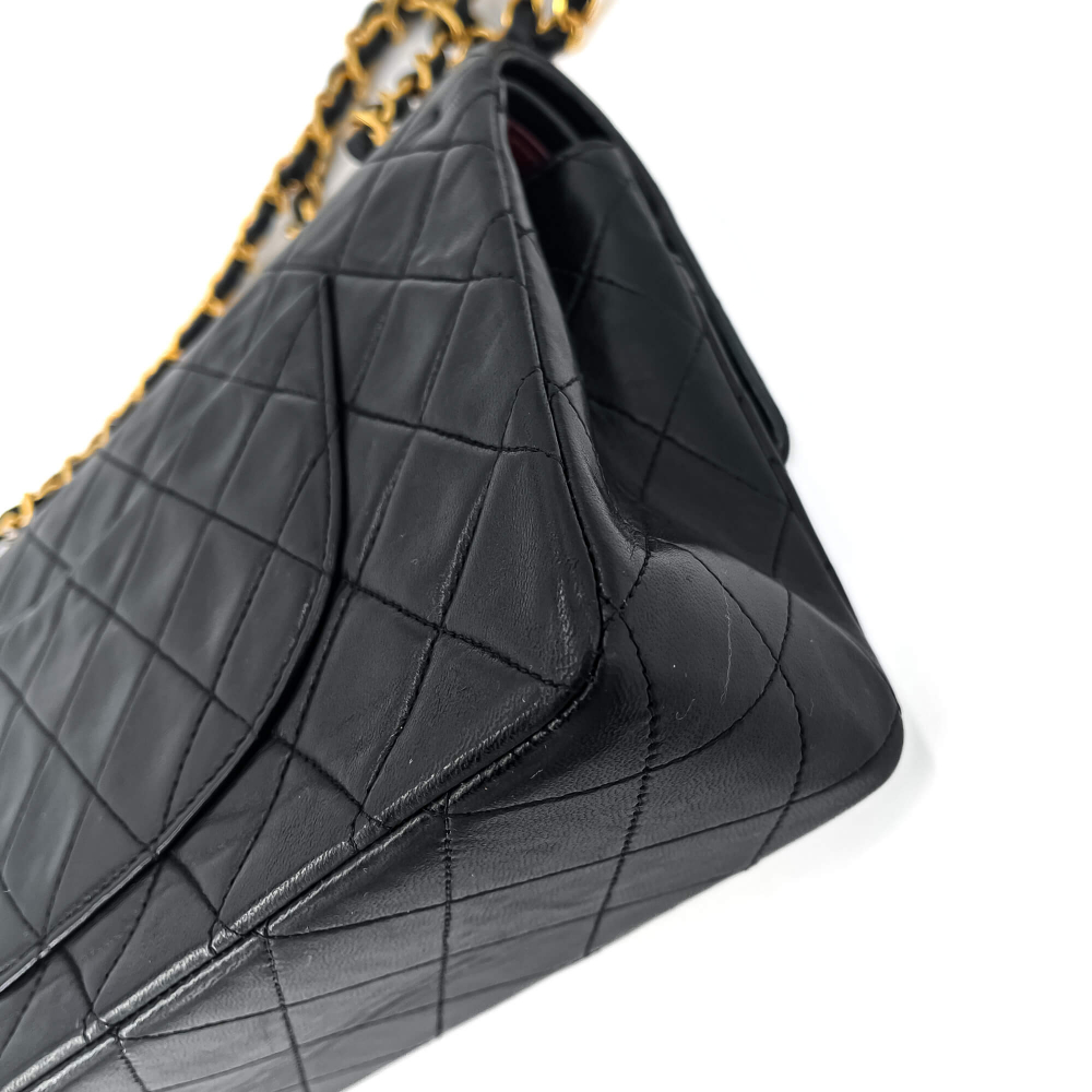 Chanel Classic Double Flap Chain Bag Black Leather Medium