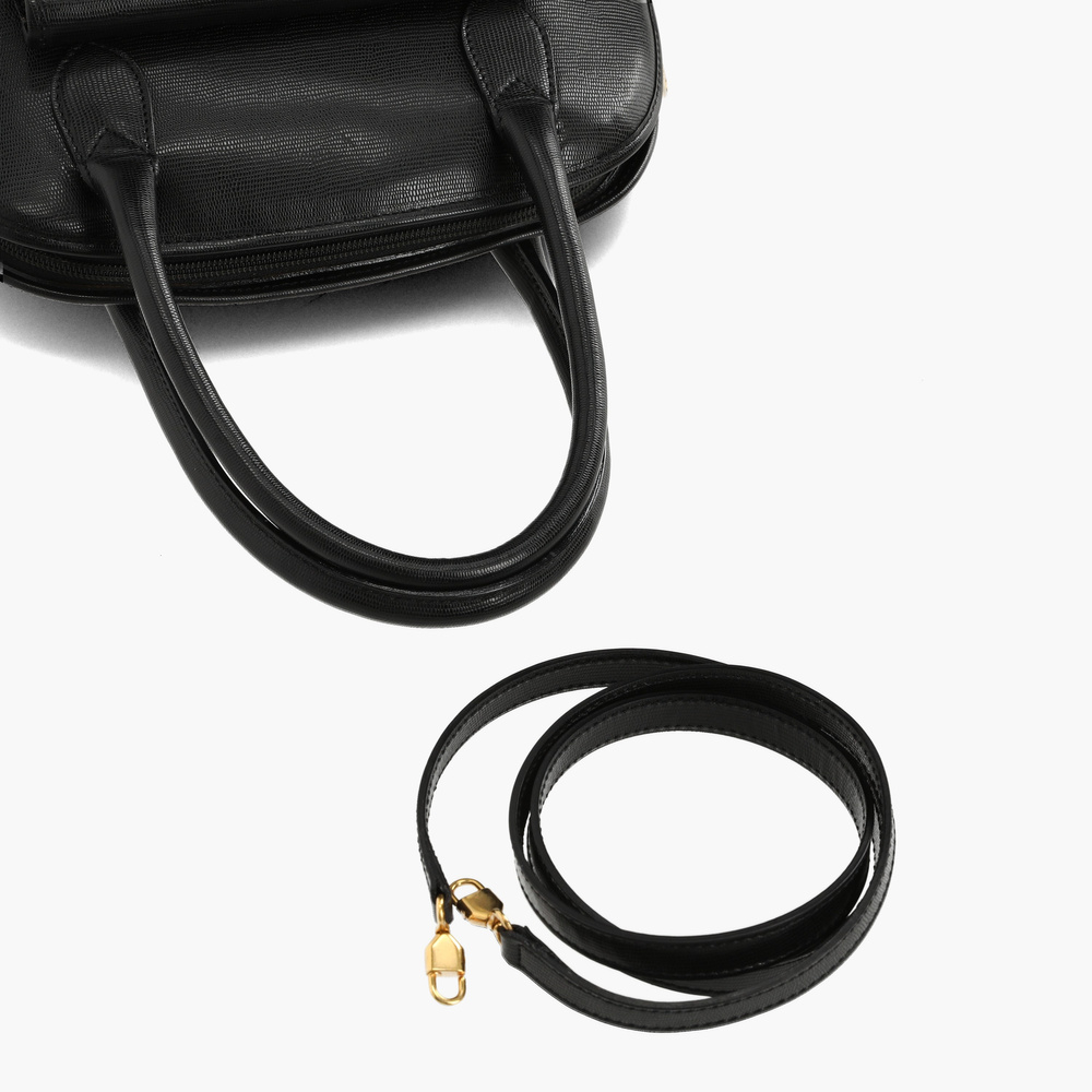 Celine Circle Logo Moc Lizard 2way Handbag Black