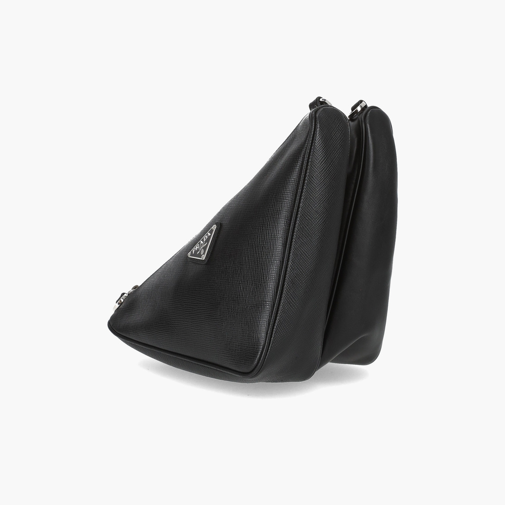 Prada Saffiano Triangle Double Messenger Bag
