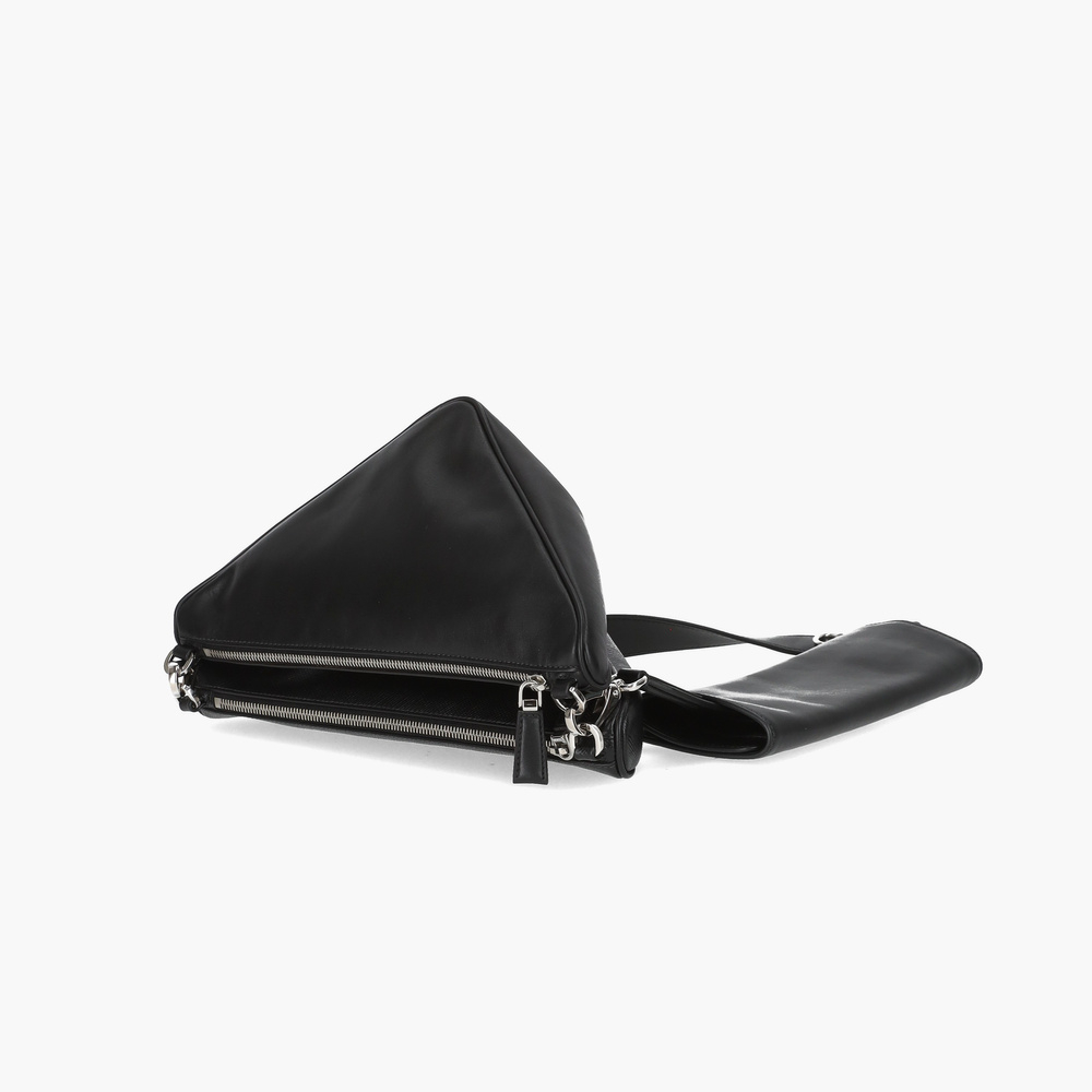 Prada Saffiano Triangle Double Messenger Bag