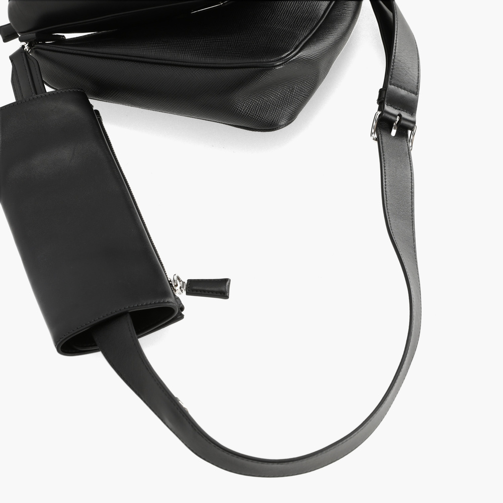 Prada Saffiano Triangle Double Messenger Bag