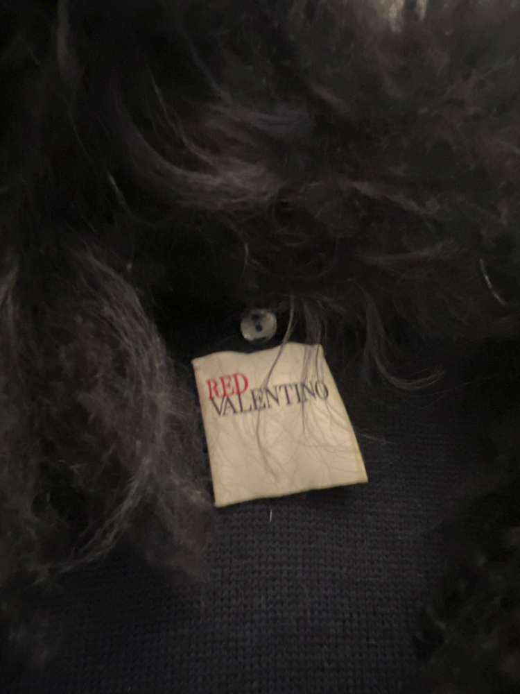 Red Valentino Marineblaue Jacke aus Wolle und Schafspelz