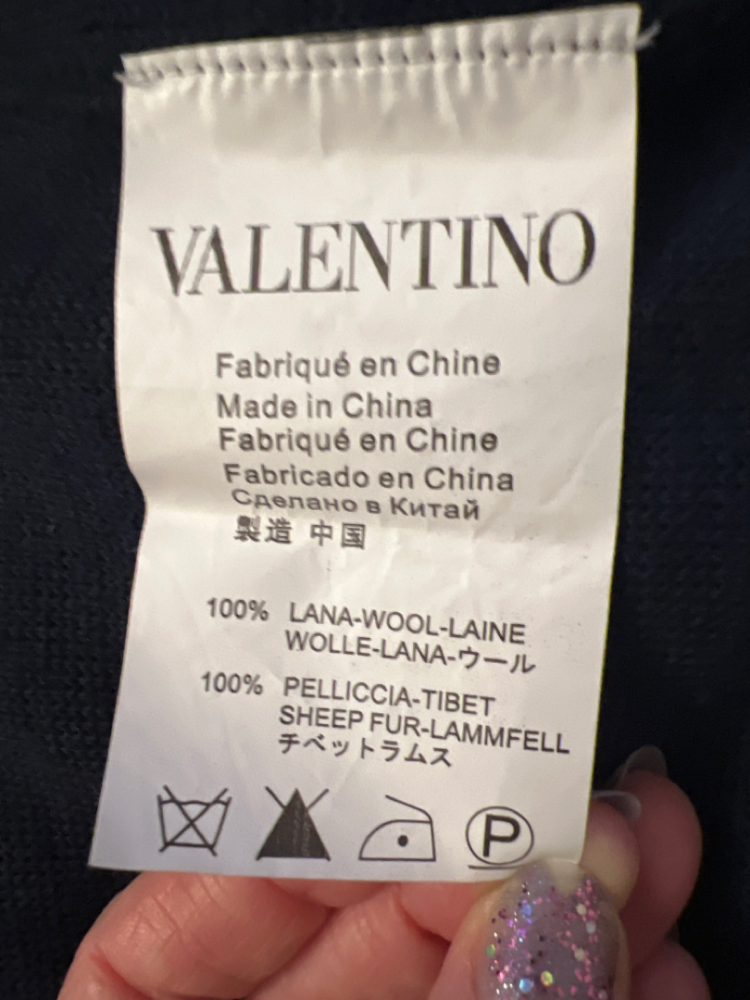 Red Valentino Marineblaue Jacke aus Wolle und Schafspelz